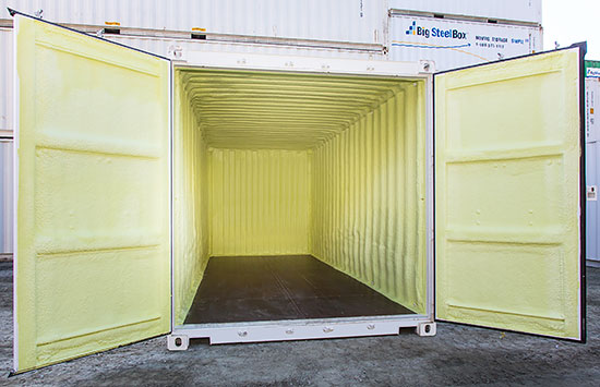 Shipping container with spray foam insulation - BigSteelBox