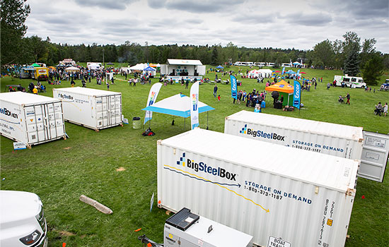 BigSteelBox storage containers in use at a festival event